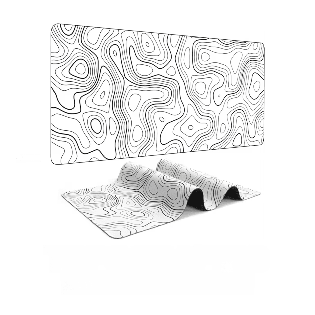 Topographic White Gaming Mousepad Topographic White Gaming Mousepad
