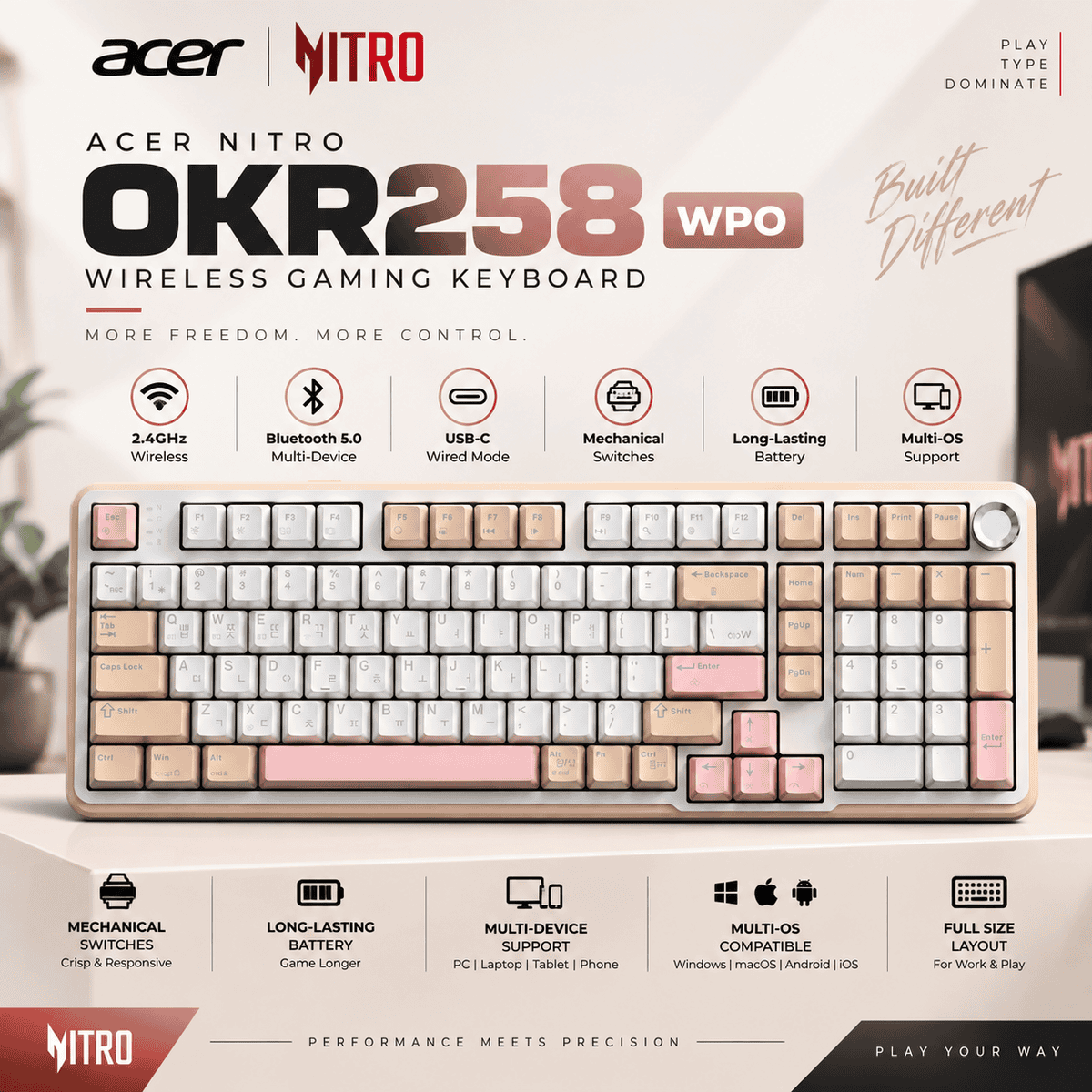 ACER NITRO OKR258 Tri Mode Mechanical Keyboard ACER NITRO OKR258