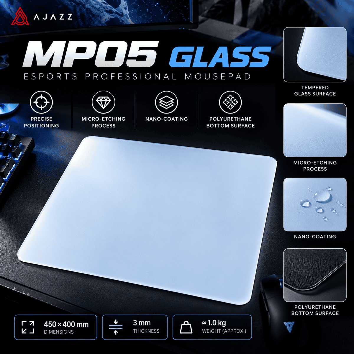 Ajazz MP05 Glass Mousepad Ajazz MP05 Glass Mousepad