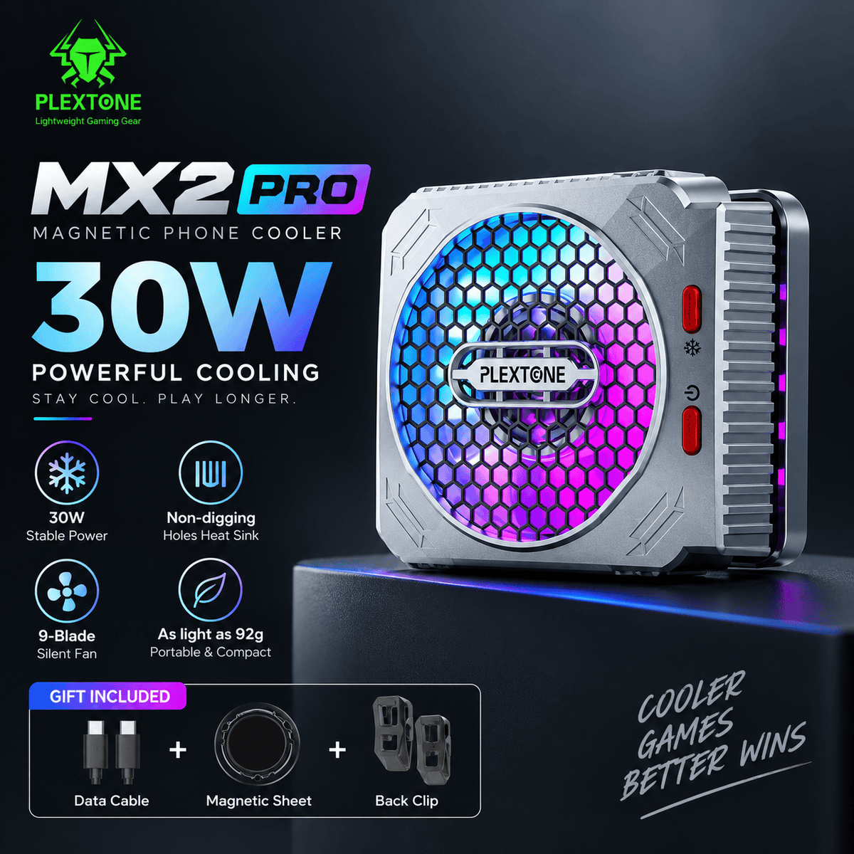 PLEXTONE MX2 Pro 30W Magnetic Phone Cooler PLEXTONE MX2 Pro 30W Magnetic Phone Cooler - Image 1